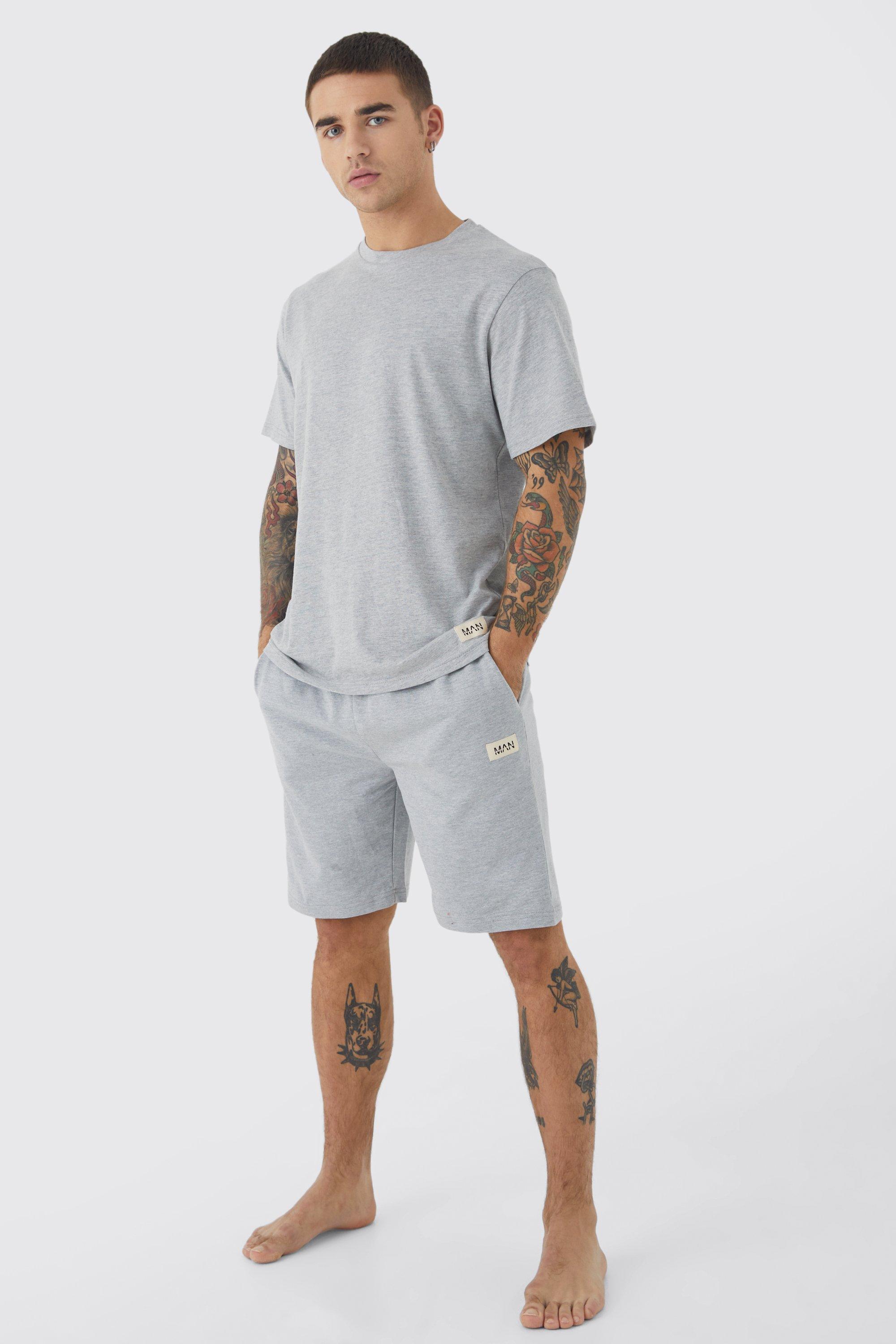 Mens Grey Soft Feel Lounge Short Set, Grey